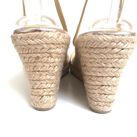 J CREW Metallic Gold Leather Espadrille Wedge Sandals - Picture 4 of 11